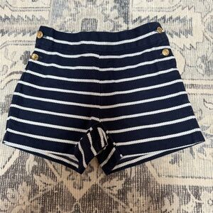 Janie and Jack Navy and White Striped Knit Shorts with Gold Buttons